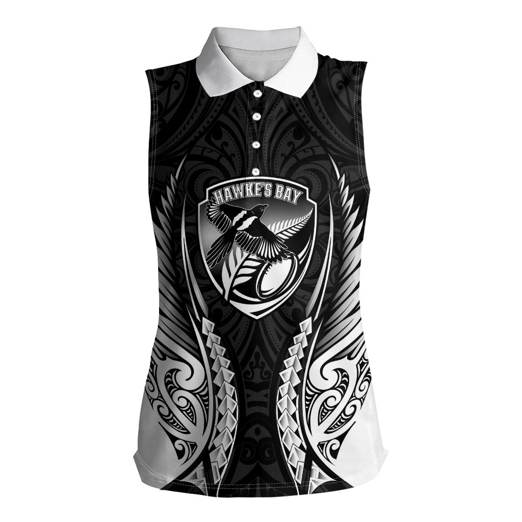 Hawke's Bay 2026 Rugby Custom Women Sleeveless Polo Shirt NZ Maori Silver Fern