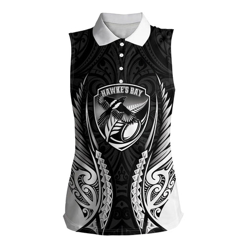 Hawke's Bay 2026 Rugby Custom Women Sleeveless Polo Shirt NZ Maori Silver Fern