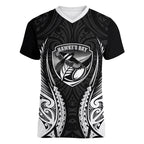 Hawke's Bay 2026 Rugby Custom Women V-Neck T-Shirt NZ Maori Silver Fern