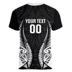 Hawke's Bay 2026 Rugby Custom Women V-Neck T-Shirt NZ Maori Silver Fern