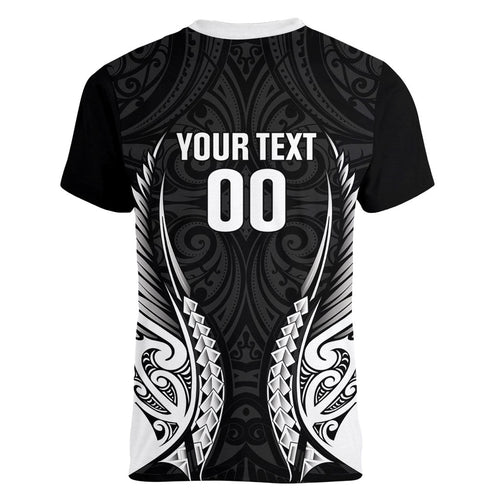 Hawke's Bay 2026 Rugby Custom Women V-Neck T-Shirt NZ Maori Silver Fern