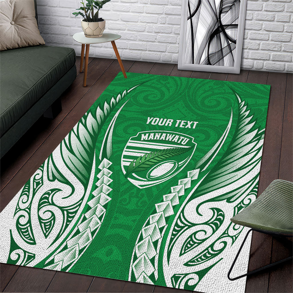 Manawatu 2026 Rugby Custom Area Rug NZ Maori Silver Fern