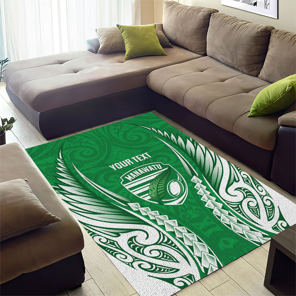 Manawatu 2026 Rugby Custom Area Rug NZ Maori Silver Fern
