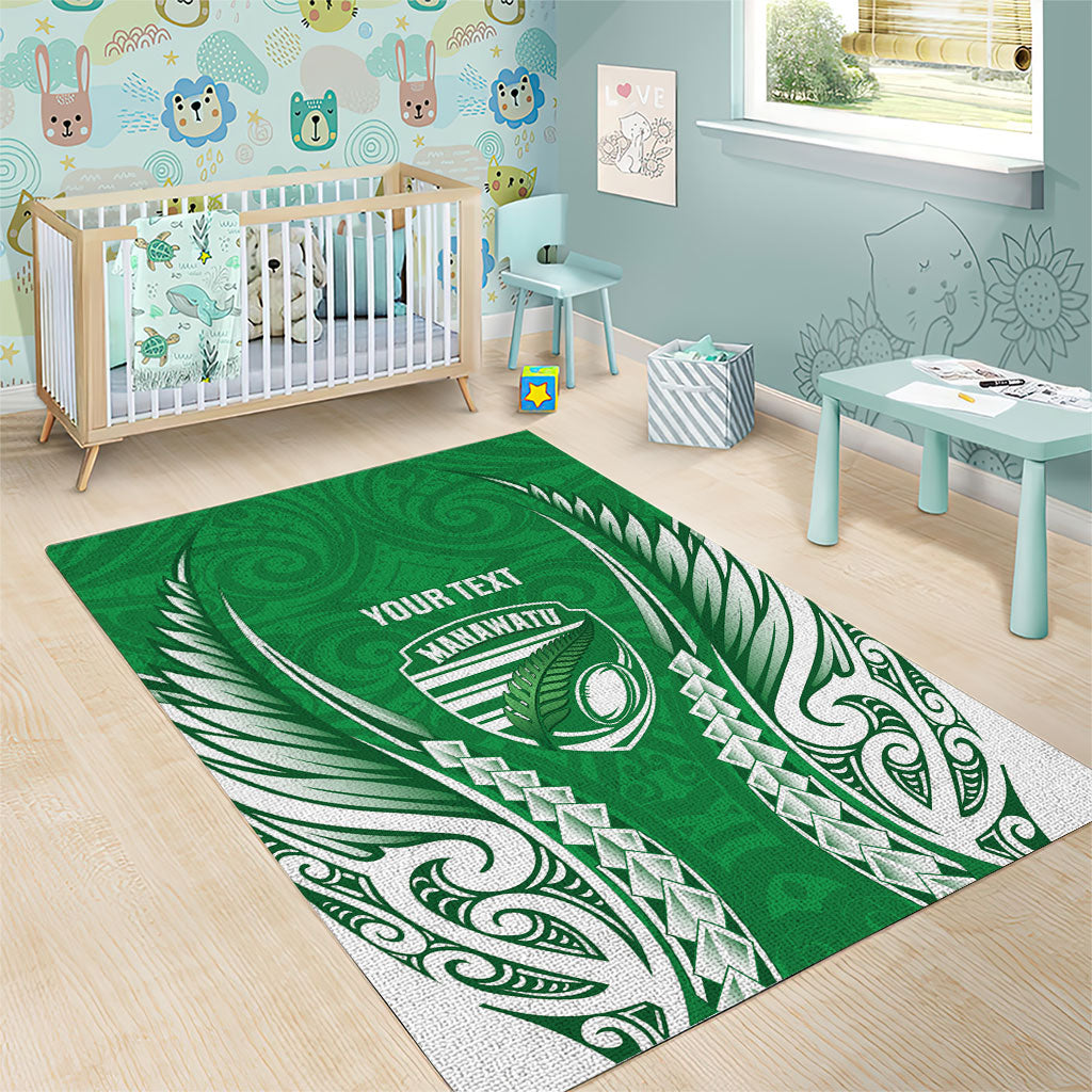 Manawatu 2026 Rugby Custom Area Rug NZ Maori Silver Fern