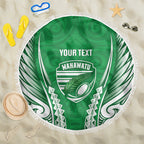 Manawatu 2026 Rugby Custom Beach Blanket NZ Maori Silver Fern