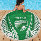 Manawatu 2026 Rugby Custom Beach Blanket NZ Maori Silver Fern