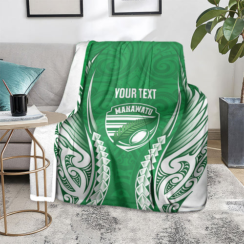 Manawatu 2026 Rugby Custom Blanket NZ Maori Silver Fern