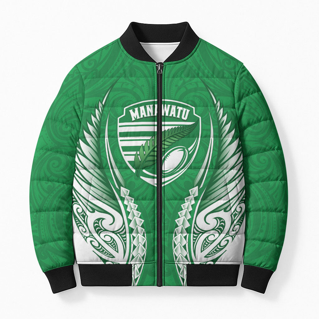Manawatu 2026 Rugby Custom Bomber Puffer Jacket NZ Maori Silver Fern