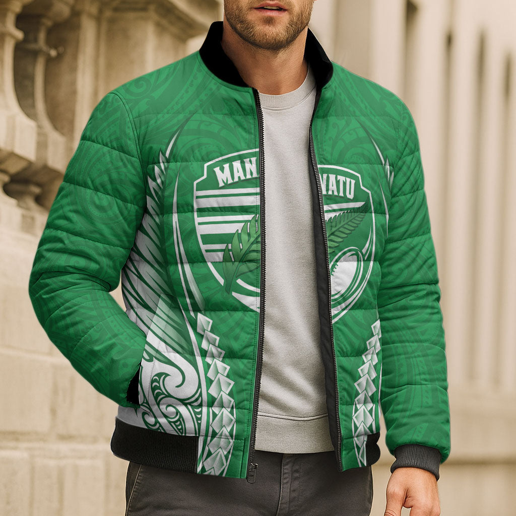 Manawatu 2026 Rugby Custom Bomber Puffer Jacket NZ Maori Silver Fern