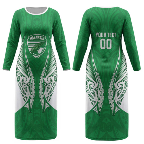 Manawatu 2026 Rugby Custom Couples Matching Long Sleeve Bodycon Dress and Hawaiian Shirt NZ Maori Silver Fern LT14