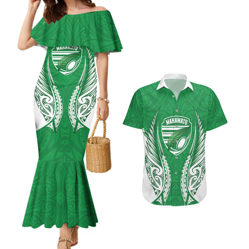 Manawatu 2026 Rugby Custom Couples Matching Mermaid Dress and Hawaiian Shirt NZ Maori Silver Fern