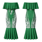 Manawatu 2026 Rugby Custom Couples Matching Mermaid Dress and Long Sleeve Button Shirt NZ Maori Silver Fern LT14