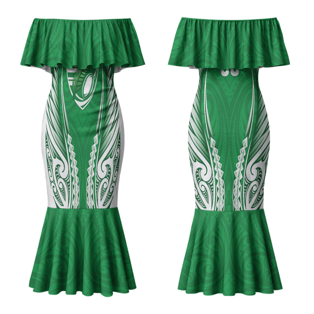 Manawatu 2026 Rugby Custom Couples Matching Mermaid Dress and Long Sleeve Button Shirt NZ Maori Silver Fern LT14