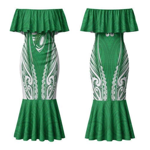 Manawatu 2026 Rugby Custom Couples Matching Mermaid Dress and Long Sleeve Button Shirt NZ Maori Silver Fern LT14