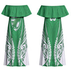 Manawatu 2026 Rugby Custom Couples Matching Off Shoulder Maxi Dress and Hawaiian Shirt NZ Maori Silver Fern LT14