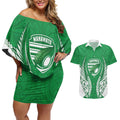 Manawatu 2026 Rugby Custom Couples Matching Off Shoulder Short Dress and Hawaiian Shirt NZ Maori Silver Fern