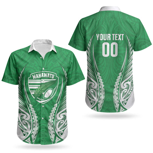 Manawatu 2026 Rugby Custom Couples Matching Off Shoulder Short Dress and Hawaiian Shirt NZ Maori Silver Fern LT14