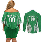Manawatu 2026 Rugby Custom Couples Matching Off Shoulder Short Dress and Long Sleeve Button Shirt NZ Maori Silver Fern
