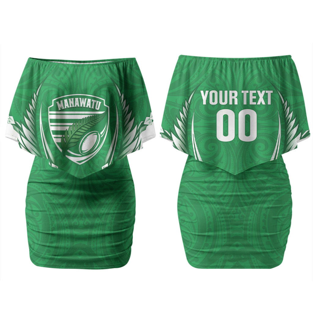 Manawatu 2026 Rugby Custom Couples Matching Off Shoulder Short Dress and Long Sleeve Button Shirt NZ Maori Silver Fern LT14