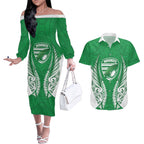 Manawatu 2026 Rugby Custom Couples Matching Off The Shoulder Long Sleeve Dress and Hawaiian Shirt NZ Maori Silver Fern