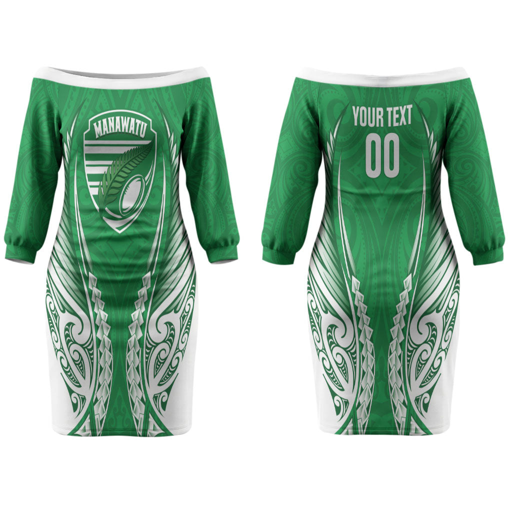 Manawatu 2026 Rugby Custom Couples Matching Off The Shoulder Long Sleeve Dress and Hawaiian Shirt NZ Maori Silver Fern LT14