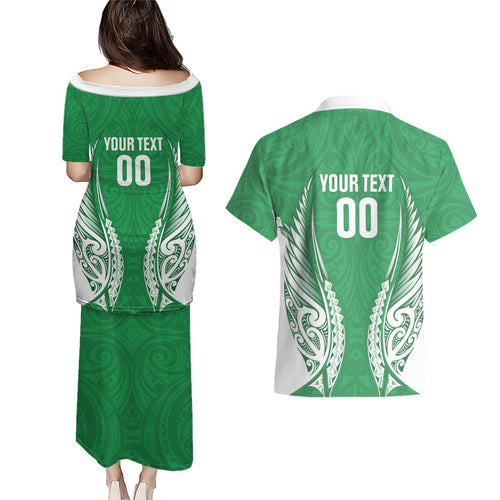 Manawatu 2026 Rugby Custom Couples Matching Puletasi and Hawaiian Shirt NZ Maori Silver Fern