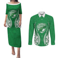 Manawatu 2026 Rugby Custom Couples Matching Puletasi and Long Sleeve Button Shirt NZ Maori Silver Fern