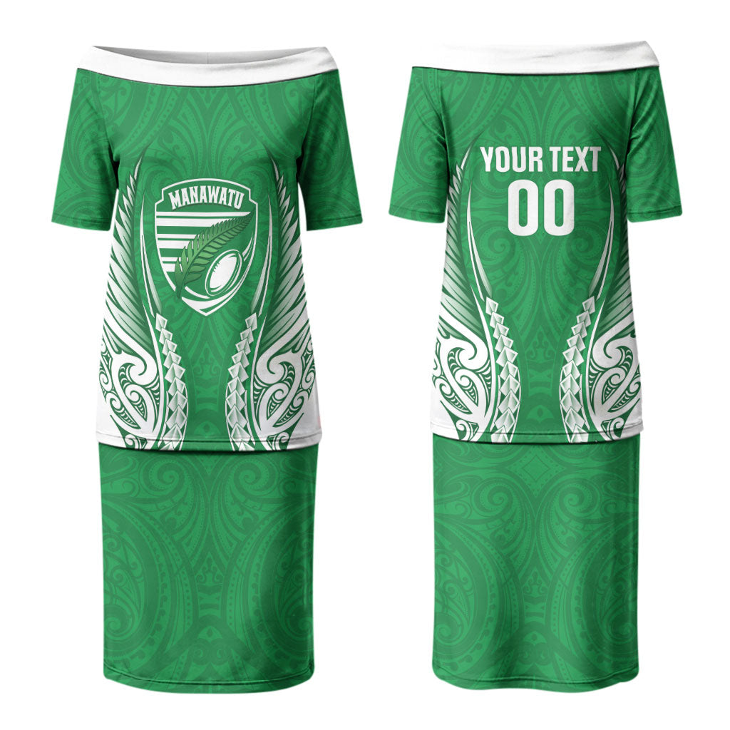 Manawatu 2026 Rugby Custom Couples Matching Puletasi and Long Sleeve Button Shirt NZ Maori Silver Fern LT14