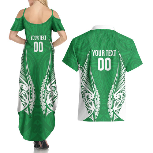 Manawatu 2026 Rugby Custom Couples Matching Summer Maxi Dress and Hawaiian Shirt NZ Maori Silver Fern