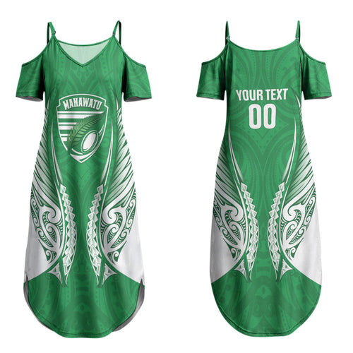 Manawatu 2026 Rugby Custom Couples Matching Summer Maxi Dress and Hawaiian Shirt NZ Maori Silver Fern LT14