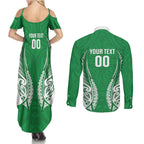 Manawatu 2026 Rugby Custom Couples Matching Summer Maxi Dress and Long Sleeve Button Shirt NZ Maori Silver Fern