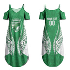 Manawatu 2026 Rugby Custom Couples Matching Summer Maxi Dress and Long Sleeve Button Shirt NZ Maori Silver Fern LT14