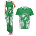 Manawatu 2026 Rugby Custom Couples Matching Tank Maxi Dress and Hawaiian Shirt NZ Maori Silver Fern