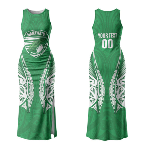 Manawatu 2026 Rugby Custom Couples Matching Tank Maxi Dress and Long Sleeve Button Shirt NZ Maori Silver Fern LT14