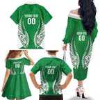 Manawatu 2026 Rugby Custom Family Matching Off The Shoulder Long Sleeve Dress and Hawaiian Shirt NZ Maori Silver Fern