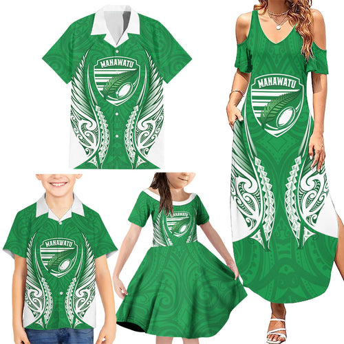 Manawatu 2026 Rugby Custom Family Matching Summer Maxi Dress and Hawaiian Shirt NZ Maori Silver Fern