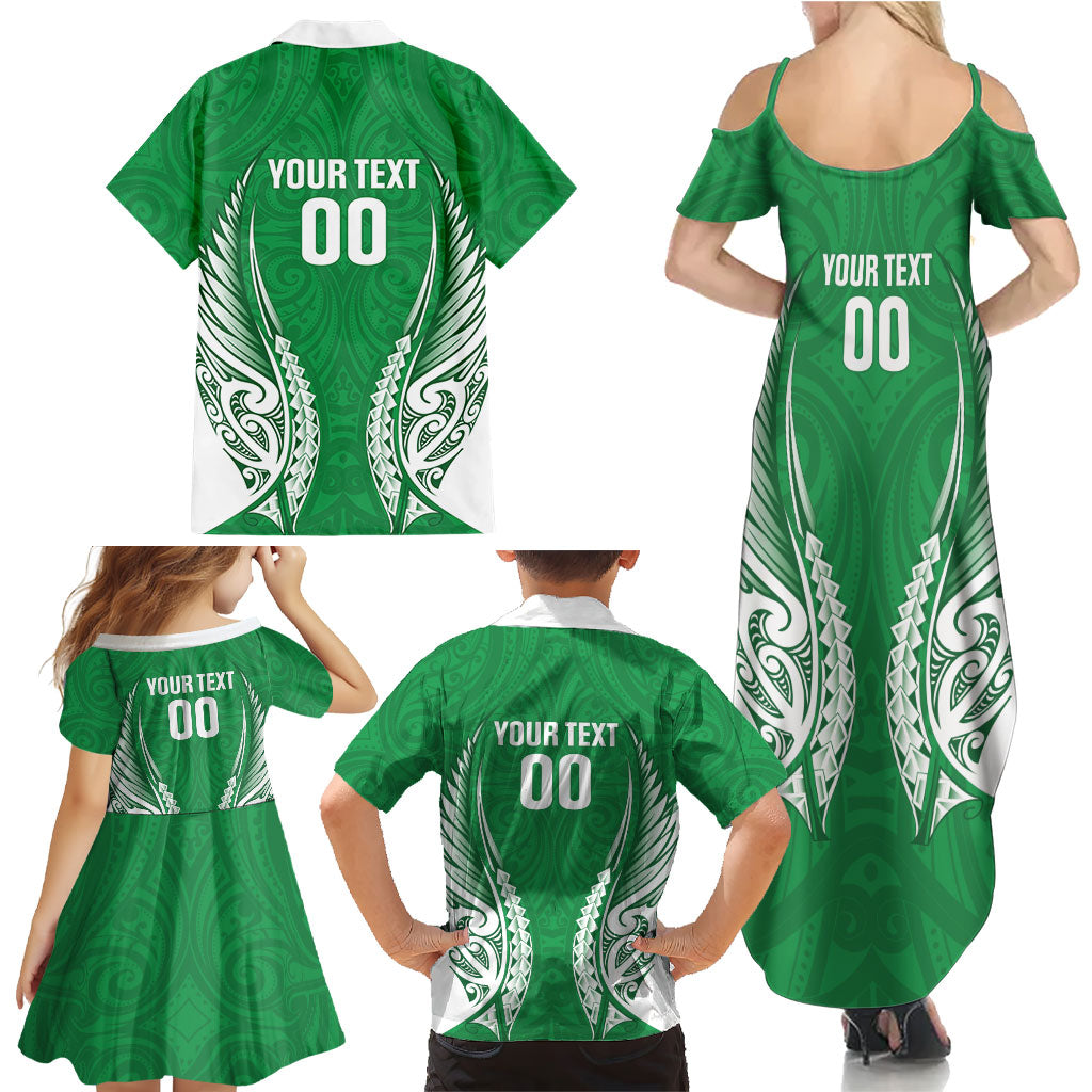 Manawatu 2026 Rugby Custom Family Matching Summer Maxi Dress and Hawaiian Shirt NZ Maori Silver Fern