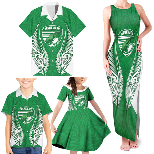 Manawatu 2026 Rugby Custom Family Matching Tank Maxi Dress and Hawaiian Shirt NZ Maori Silver Fern