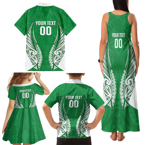 Manawatu 2026 Rugby Custom Family Matching Tank Maxi Dress and Hawaiian Shirt NZ Maori Silver Fern