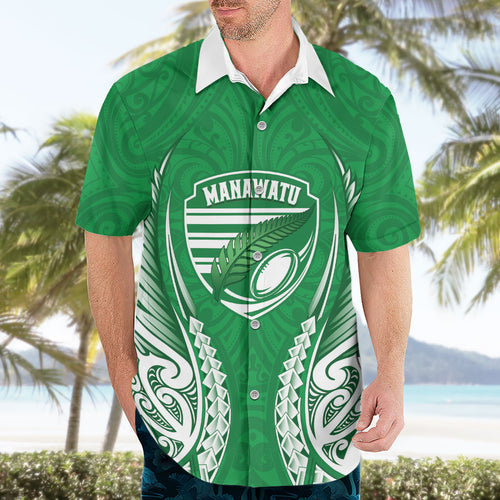 Manawatu 2026 Rugby Custom Hawaiian Shirt NZ Maori Silver Fern