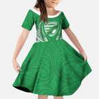 Manawatu 2026 Rugby Custom Kid Short Sleeve Dress NZ Maori Silver Fern