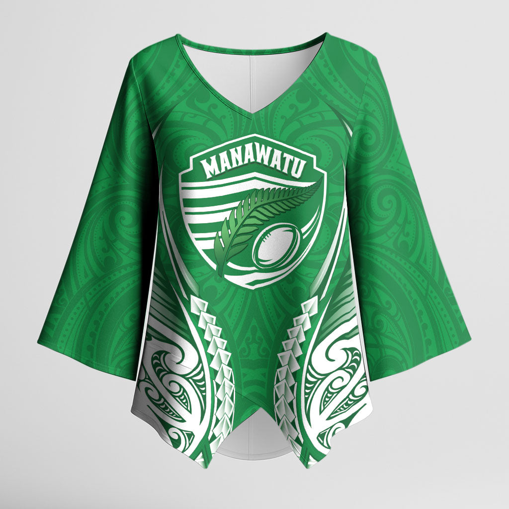 Manawatu 2026 Rugby Custom Kimono Sleeve Blouse NZ Maori Silver Fern