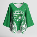Manawatu 2026 Rugby Custom Kimono Sleeve Blouse NZ Maori Silver Fern