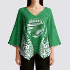 Manawatu 2026 Rugby Custom Kimono Sleeve Blouse NZ Maori Silver Fern