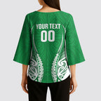 Manawatu 2026 Rugby Custom Kimono Sleeve Blouse NZ Maori Silver Fern