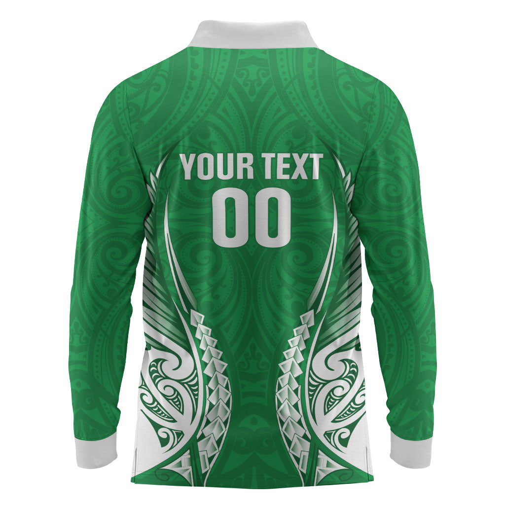 Manawatu 2026 Rugby Custom Long Sleeve Polo Shirt NZ Maori Silver Fern