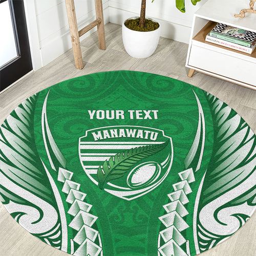 Manawatu 2026 Rugby Custom Round Carpet NZ Maori Silver Fern
