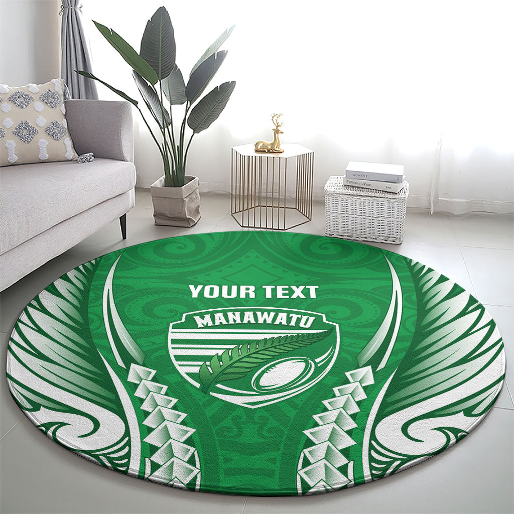 Manawatu 2026 Rugby Custom Round Carpet NZ Maori Silver Fern