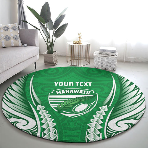 Manawatu 2026 Rugby Custom Round Carpet NZ Maori Silver Fern