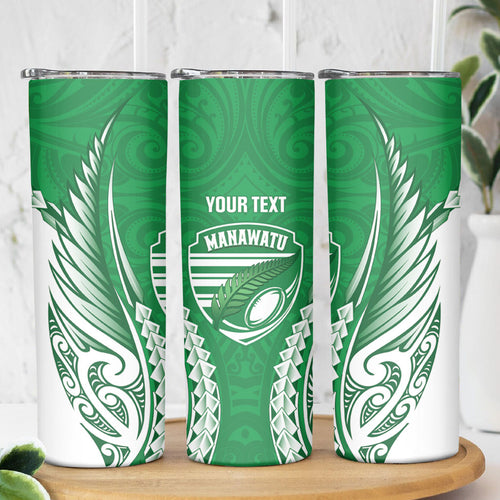 Manawatu 2026 Rugby Custom Skinny Tumbler NZ Maori Silver Fern